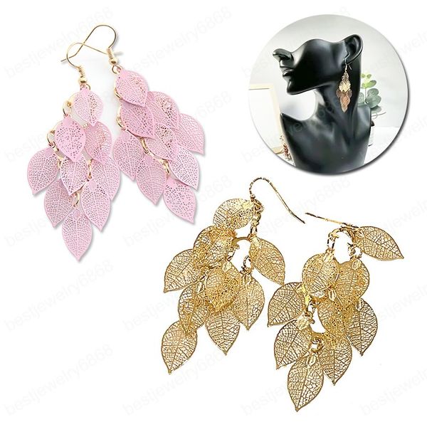 

fashion vintage bohemia drop earrings leaf colorful feather pendant tassel for women earrings accessories jewelry, Silver