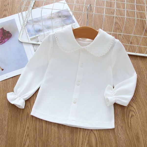 

autumn 2020 new children's cotton collar base shirt baby korean fashion long sleeve t-shirt lapel top, Blue
