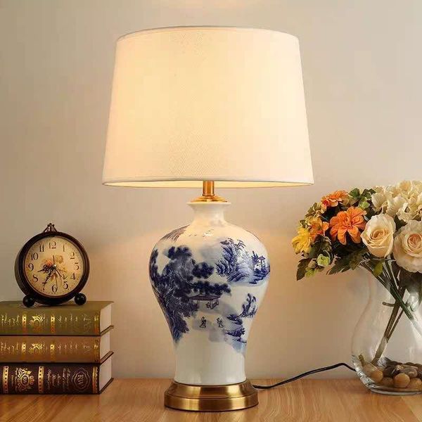

table lamps chinese ceramic lamp beside for living room classical landscape simple study el decorative