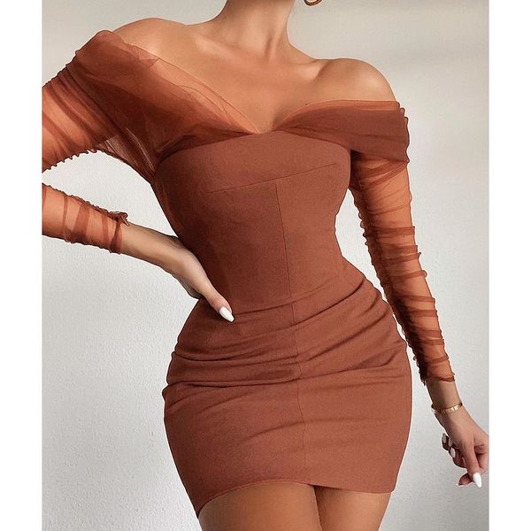 

new spring short fashion ladies'shoulder rentals long sleeves mini crochet celebrity club night runway dress party lufe, White
