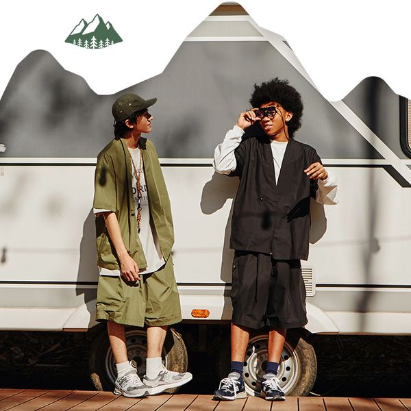 

spring and summer models of street shirts thin shorts suit men, White;black