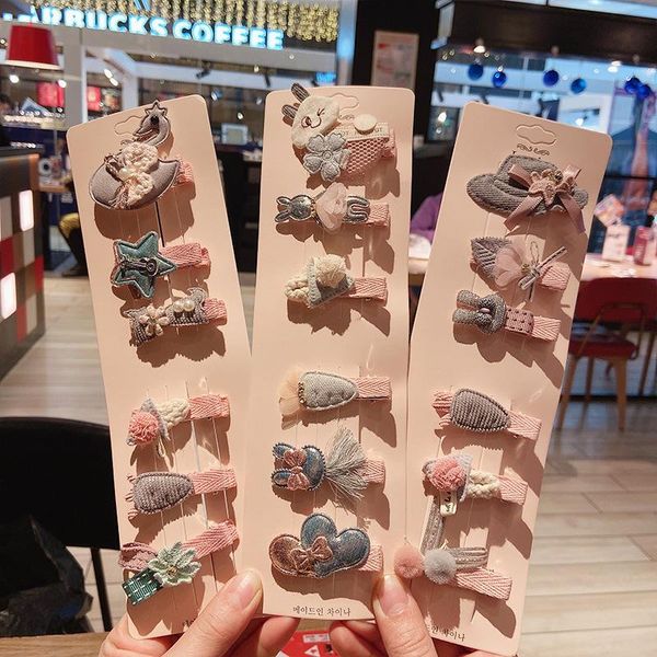 

hair accessories 6 pcs clip set baby girl clips pins kawaii cute hairclips accesories not hurt children hairpin, Slivery;white
