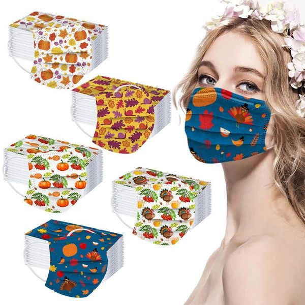 

other event & party supplies 50pc aldult 's mask thanksgiving day disposable face 3ply meltblown non-woven mouth masks cover fashion de