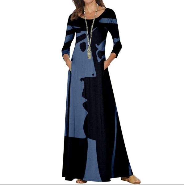 

women v neck high split long dress elegant print flare sleeve ladies party dresses fashion slim maxi dress vestido 3xl, Black;gray