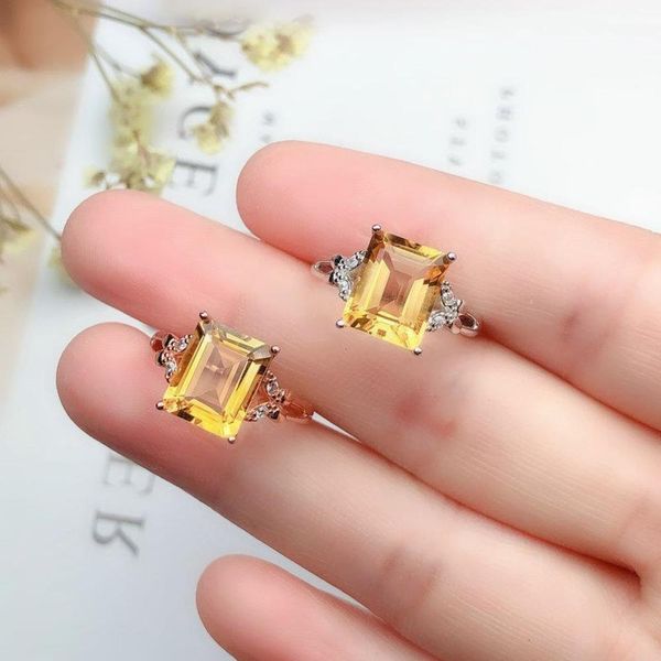 

nieuwe ontwerp citrien ring vrouwelijke trend mode persoonlijkheid prinses vierkante open lucky sieraden accessoires, Slivery;golden