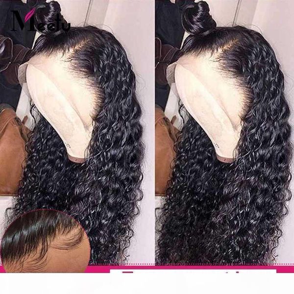 

meetu kinky curly transparent lace wig 13x4 lace front human hair wigs for black women remy mongolian kinky curly wig, Black;brown