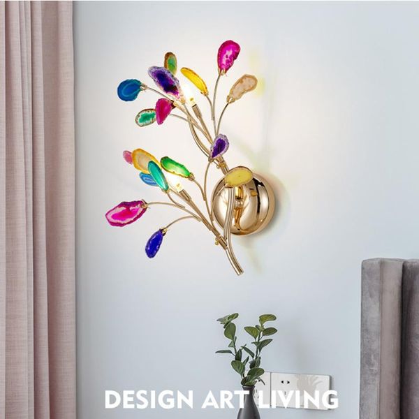 

wall lamp nordic led color living room bedroom carnelian lights modern art interior lighting decorative lamps mirror