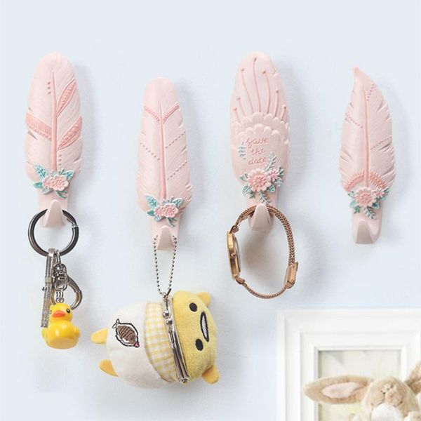 

hooks & rails home decoration hook storage clothes hanging ice cream color resin creative drift feather wall