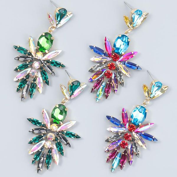 

dangle & chandelier hysecmao 2021 luxury colorful crystal statement drop earrings for women elegance charm beautiful flower vintage jewelry, Silver