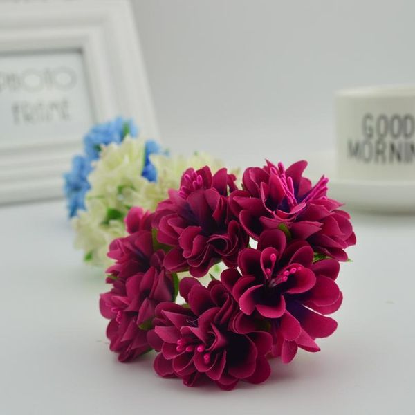 

6pcs silk carnation stamen wedding home decorative flowers scrapbooking diy needlework wreaths gifts box artificial qylned