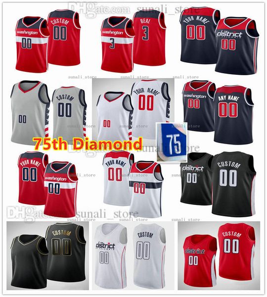 

75th diamond basketball jerseys 2021/22 bradley beal 3 spencer dinwiddie 26 kyle kuzma 33 kentavious caldwell-pope 1 montrezl harrell 6 raul, Black;red
