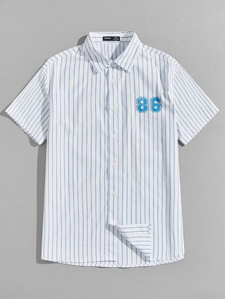 

men number print striped shirt w5kj#, White;black