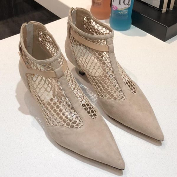 

sandals mesh zipper lady fashion women spring and summer solid comfortable pointed head 20211, Black
