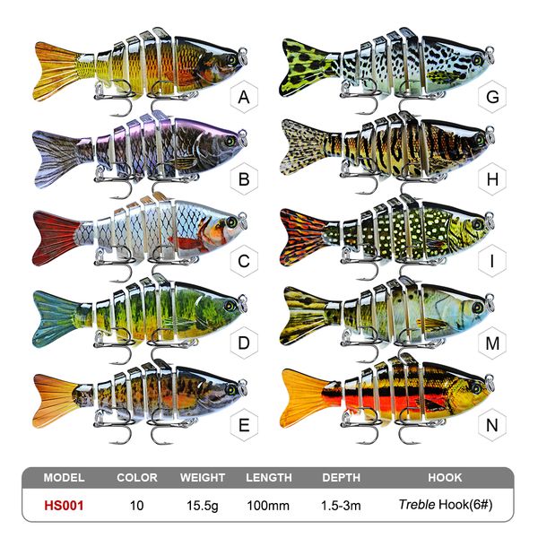 

fishing lures wobblers swimbait crankbait hard bait artificial fishing001 tackle lifelike lure 7 segment 10cm 15.5g epacket