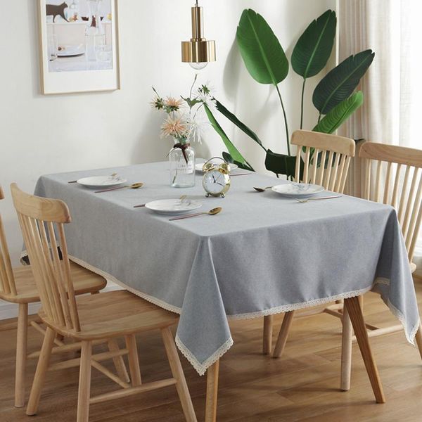 

table cloth waterproof tablecloth pure color cotton linen lace tassel round rectangle home desk kitchen living room coffee party tablecloths