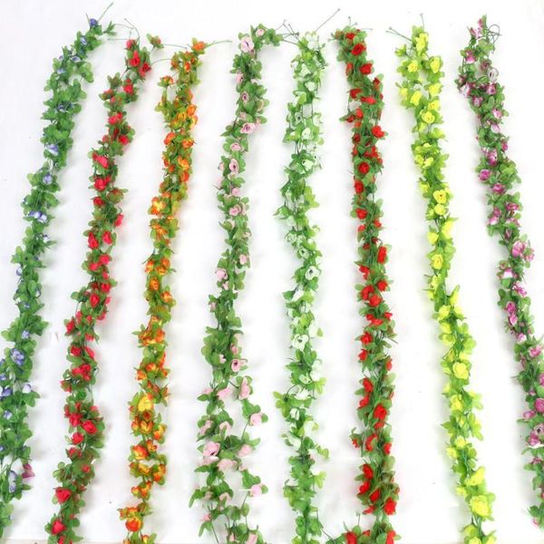 

decorative flowers & wreaths 2.3m40 flower head artificial rose vine wreath wedding arch decoration fake plant leaf tailing ivy