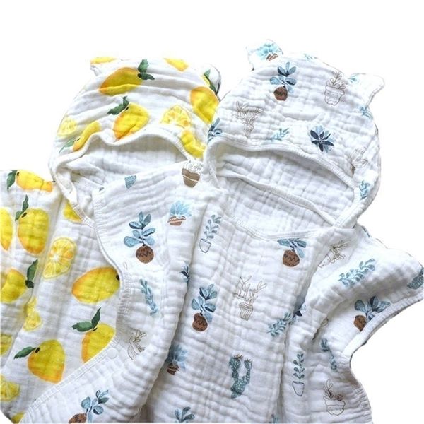 Algodão Muslin 6 Camadas Baby Bath Bath Towel Beach Towel Toalha Cape Cloak Ins Padrões Para Meninas Meninos Y200429