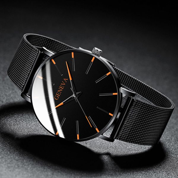 

2021 minimalist men's fashion watches simple men business stainless steel mesh belt quartz watch relogio masculino minimalist style, Slivery;golden