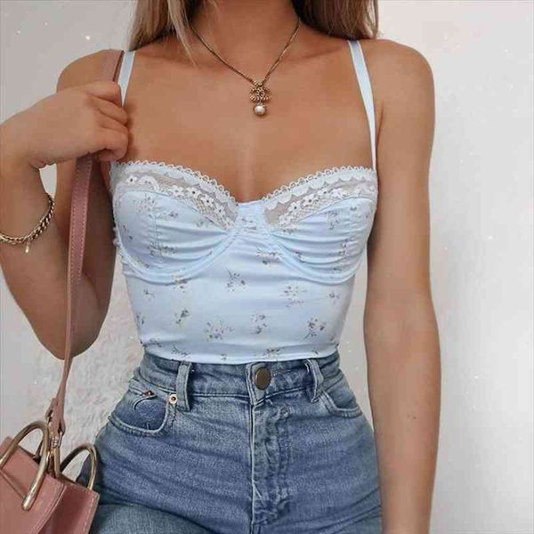 

sweet women flowers camisole summer lace trim v-neck crop casual vest chic lady spaghetti strap floral camis steetwear, White