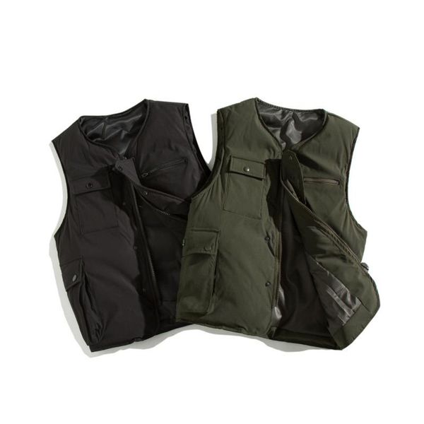 

men's vests 2021 autumn and winter korean version of european american style simple casual solid color cotton vest, Black;white