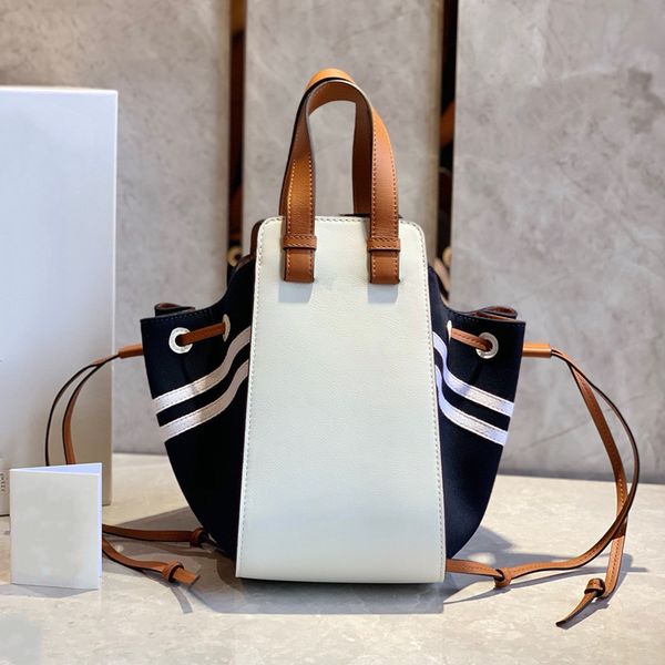 

the latest navy style series fashion bags wrapped cowhide splicing 00950 both sides are designed to draw rope convenient for many, Black