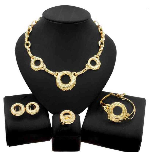 

exaggerated fashion jewelry set color preserving zinc alloy necklace earring bracelet four piece female, Silver