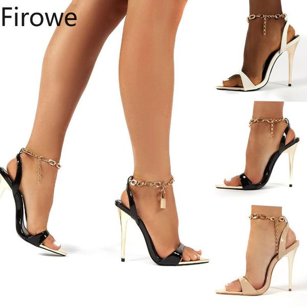 

dress shoes firowe women summer stiletto ankle-strap open toe banquet heels sandals large size sandalias de tacon 42 black white