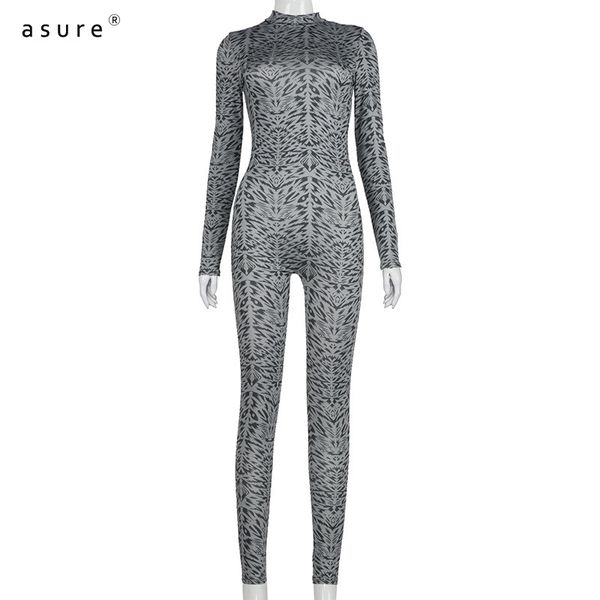 

long sleeve jumpsuit women elegance pants body overalls clothing female rompers one piece club outfits tracksuit k20702j, Gray