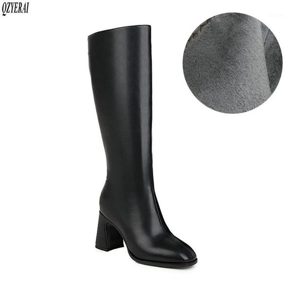 

boots the arrival winter women shoes knee-high fashion female leather snow size 34-481, Black