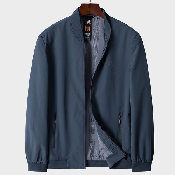 

middle aged and old spring fat business casual men's loose fitting baseball jacket stand collar jacket, Black;brown