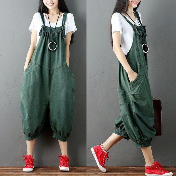 

women's jumpsuits & rompers lady casual cropped jumpsuit loose women summer 2021 wild womens solid color, Black;white