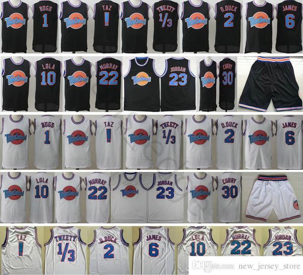 

space jam movie tune squad looney 1 bugs 2 daffy duck 10 lola bunny taz tweety bill murray michael curry james basketball jersey, Black