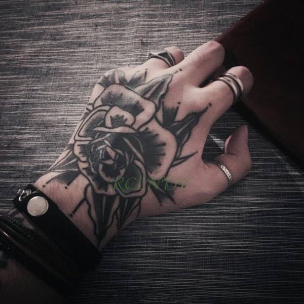 Autoadesivo del tatuaggio temporaneo impermeabile Fiore di rosa Tatto finto Personalità Flash Tatoo Mano Braccio Piede Indietro Tato per Ragazza Donna Uomo