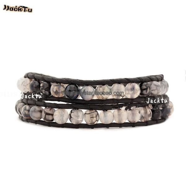 

tennis wholesale dragon beads double wrap leather bracelet for men and woman, Golden;silver