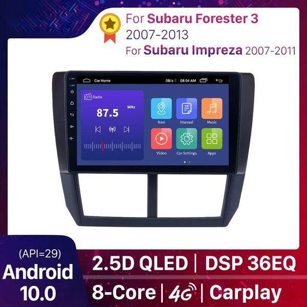 Android 10.0 Car DVD Radio Multimedia Player GPS para Subaru Fornester 3 SH 2007-2013 Unidade principal 4G