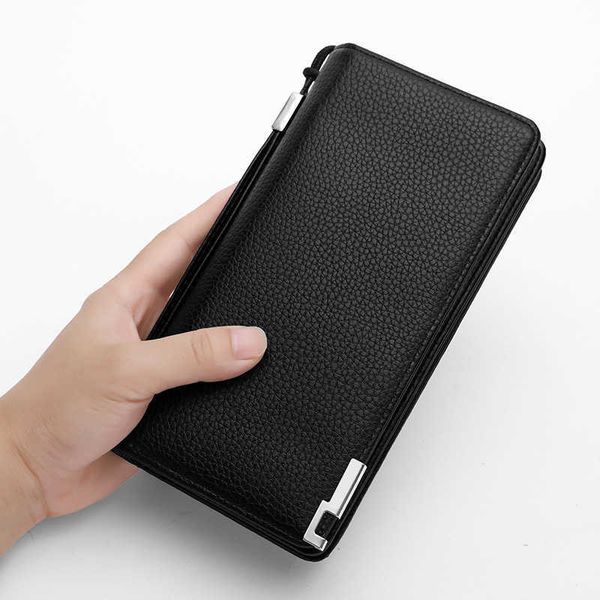 

men's long wallet zipper business casual handbag wallet, Black