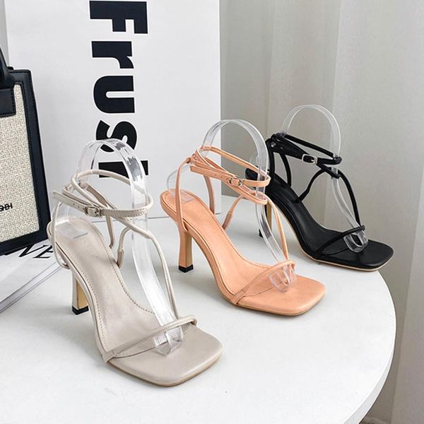 

sandals 2021 summer women pink 9.5cm fetish high heels party shallow buclek strap stiletto female roman shoes, Black