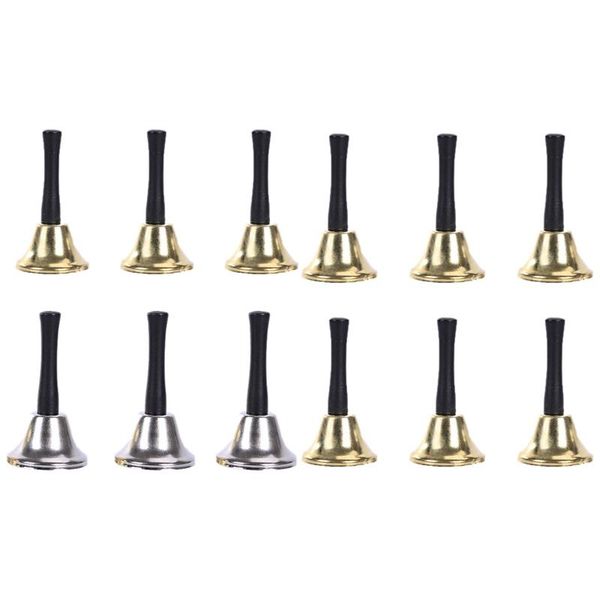 

12pcs noble reception dinner party shop l hand bell school handbell restaurant call bell, gold and silver & gold