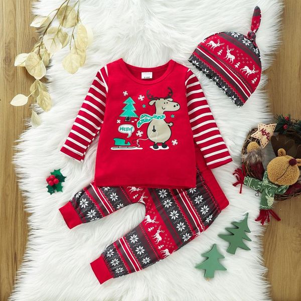 

clothing sets 0-12m toddler kids christmas costume for baby boy girl clothes flying sleeve long t-shirt+deer pants years, White