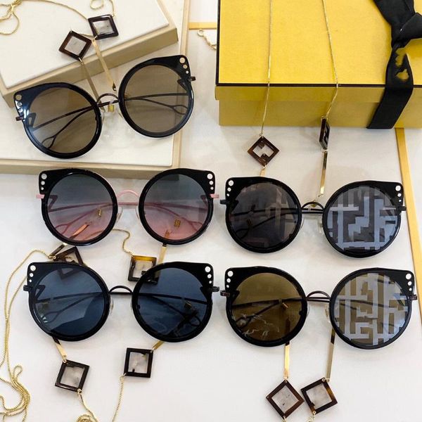 

sunglasses 2021 luxury brands special designed women's summer gradient lens metal chains frames mature lady, White;black