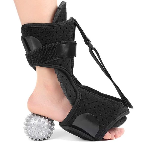 

ankle support adjustable plantar fasciitis night splint foot drop ortic brace elastic dorsal with hard spiky massage ball, Blue;black