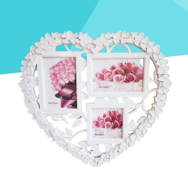 

frames decorative white wall hanging heart shape collage picture frame (white)