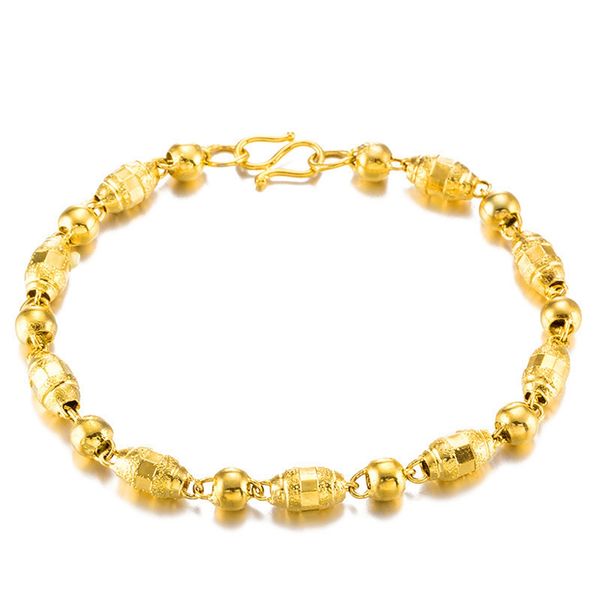 

5mm beads wrist chain bracelet men jewelry 18k yellow gold filled classic fashion gift, Black