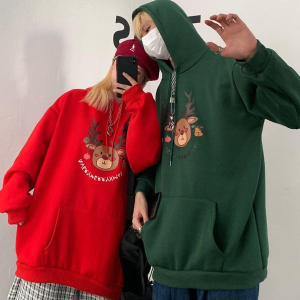 

women's hoodies & sweatshirts women 's hoodie christmas couple costume red cartoon year hooded pullover coat streetwear holiday wi, Black