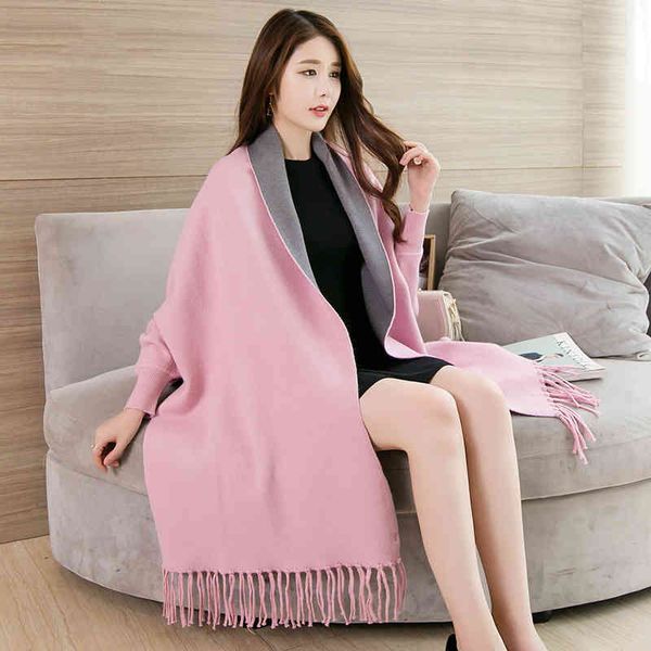 

women pink shawl with sleeves poncho thick shawls wraps for ladies pashmina warm feminino winter ponchos and capes, Blue;gray