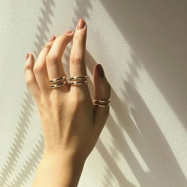 

cluster rings timeless wonder titanium geo swirl cocktail women stainless steel jewelry punk gothic designer ins accessory cute 4276, Golden;silver