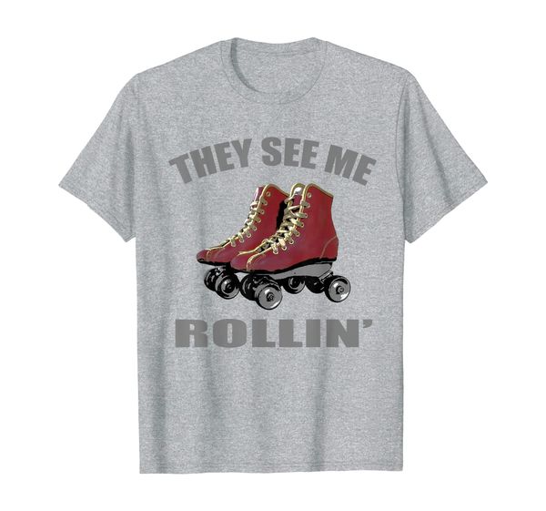 

they see me rollin' : roller skating shirt, White;black