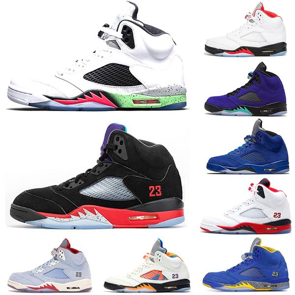 

2021 fashion original 5s basketball shoes men 5 fire red alternate grape blue suede international flight laney royal metallic silver oreo sp, White;red