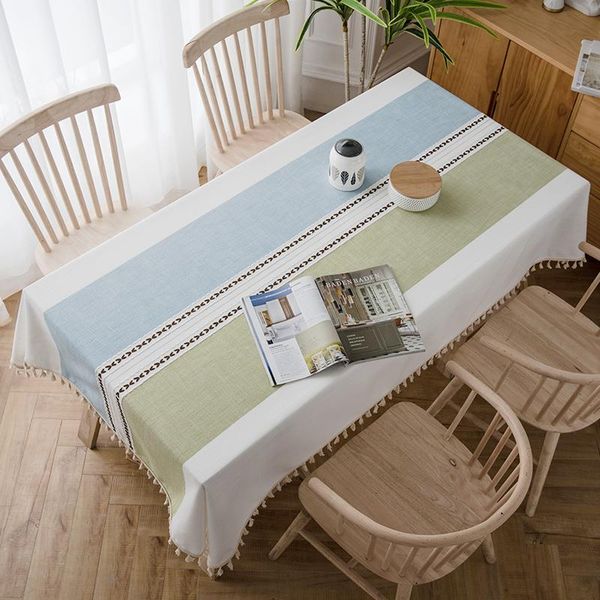 

table cloth tablecloth on the rectangular wedding dining cover tea striped tassel linen waterproof