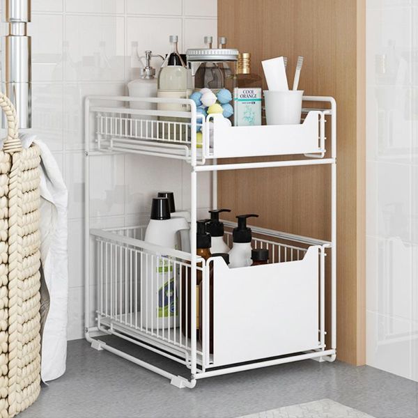 

hooks & rails kitchen sink shelf storage double drawer type basket multifunctional bathroom cabinet desktop